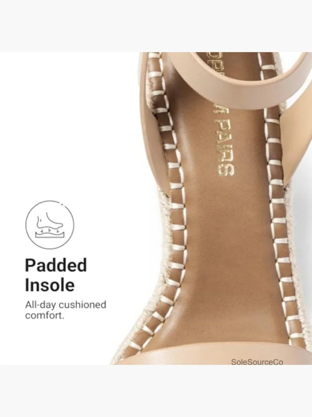Women's Espadrille Wedge Sandals with Adjustable Ankle Strap and Cushioned